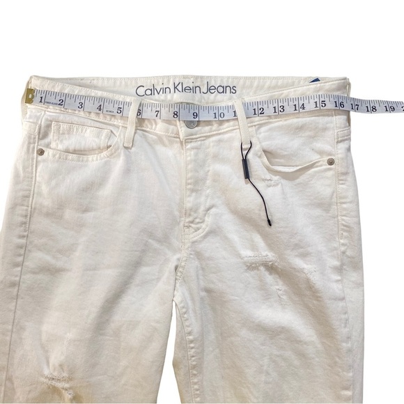 Calvin Klein Ankle Skinny Women Ivory Wash Jeans Sz 12 x28 NWT Denim Stretch - Picture 13 of 14